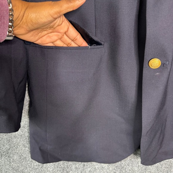 Jos A Bank Mens 41L Navy Blue Blazer Gold Two Button Sport Coat Jacket Business - Picture 7 of 12